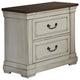 Benzara BM280352 Ivy 28" Nightstand, 2 Drawers, USB Ports, Wood, Brown, White