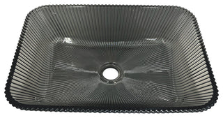 CastelloUSA Charlie 18" Tempered Glass Crystal Rectangular Bathroom Sink, Light Black