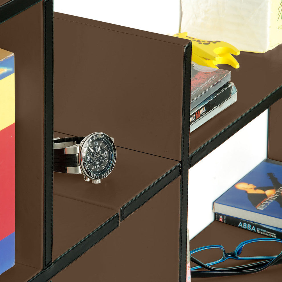 Light Coffee-BLeather Cross Type Shelve / Book Shelve / Floating Shelve 4 pcs
