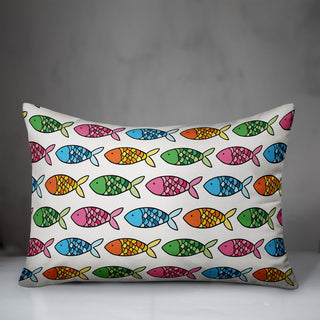 Colorful Fish Pattern 14x20 Throw Pillow