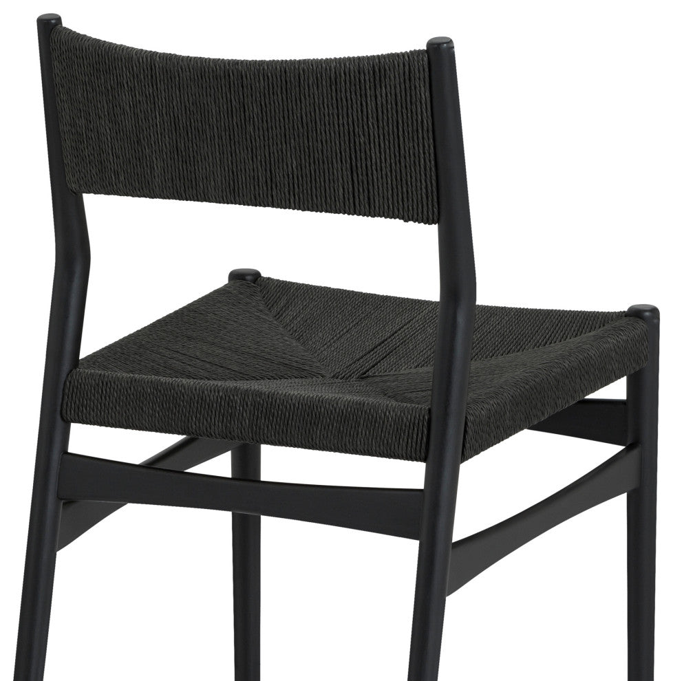 Erie, Black Woven Paper Cord and Wood, Dining Chairs, 18", Set of 2