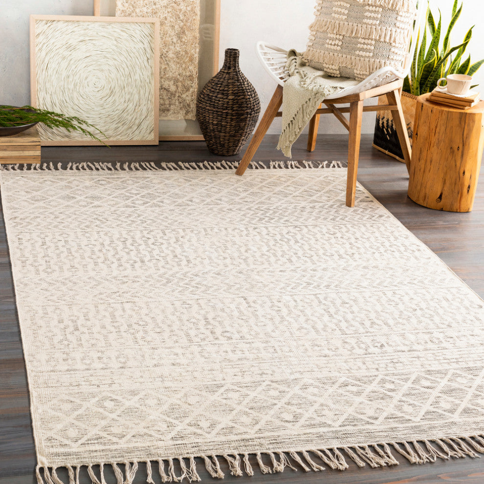 Surya July JUY-2302 Bohemian Area Rug, Charcoal, 9' x 12' Rectangle