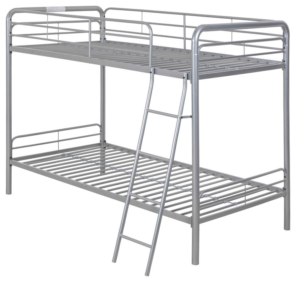 Better Home Products Twin over Twin Metal Bunk Bed in Gray