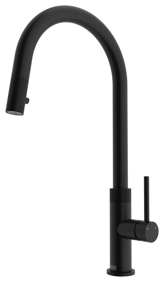 VIGO Bristol 19" H Single Handle Pull-Down Sprayer Kitchen Faucet, Matte Black, Without Extras