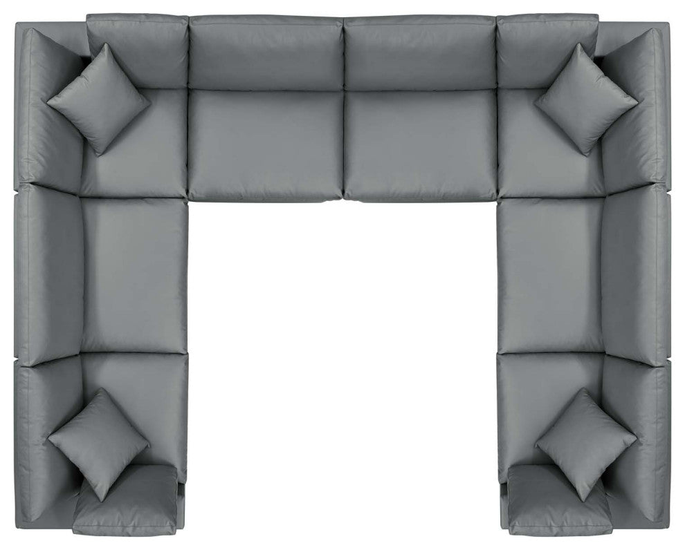 Sectional Sofa Set, Faux Vegan Leather, Gray, Modern, Lounge Hospitality