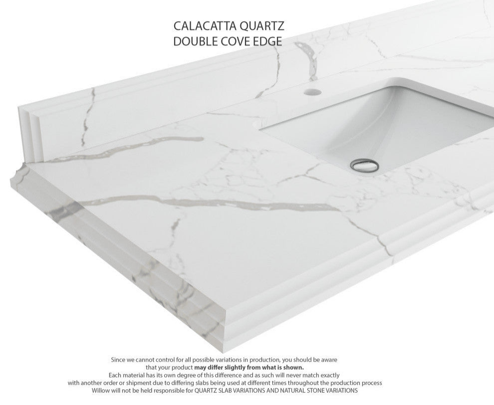 Boston 36 Center Sink Bath Vanity in White 1.5" Calacatta Laza