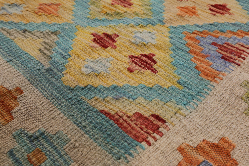 6' 8" X 9' 8" Kilim Flat Weave Reversible Rug Q8283