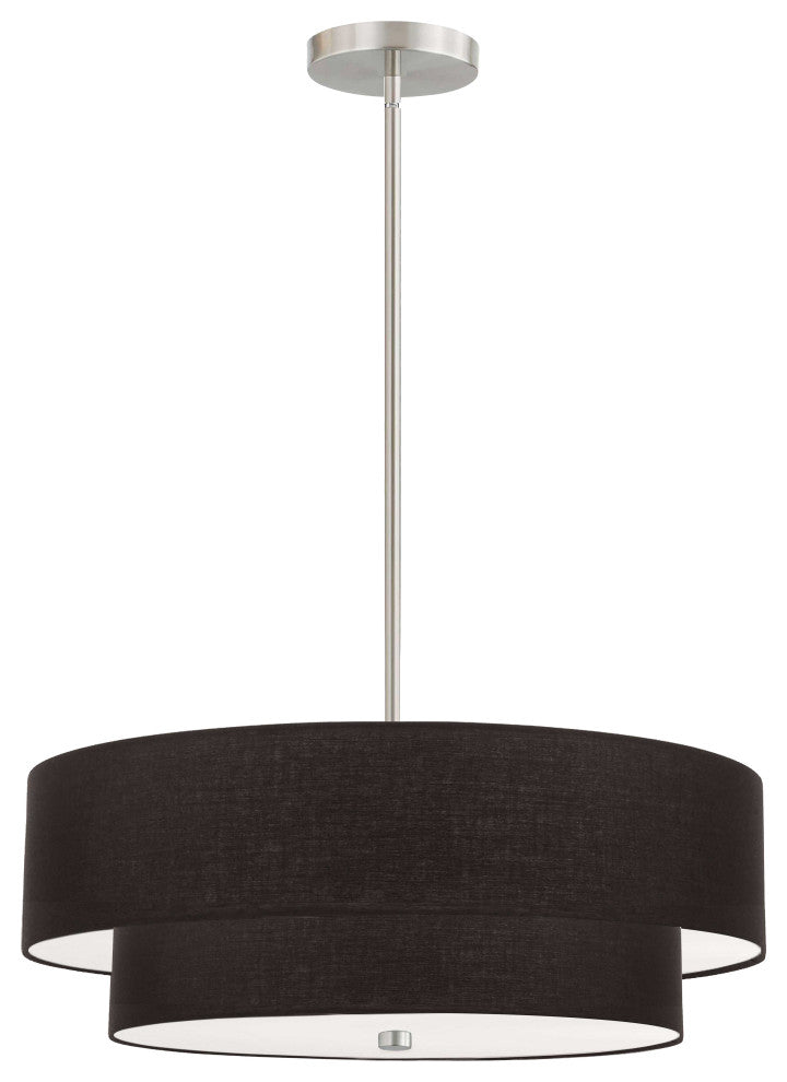 Dainolite 571-224P-SC-BK 4 Light, 2 Tier, Pendant, Satin Chrome