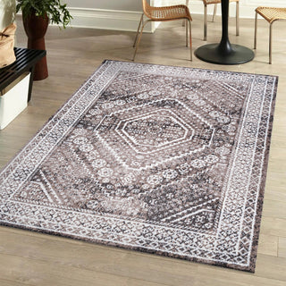 Boho Cottage Medallion Runner Rug, Brown/Ivory, 5'x8'
