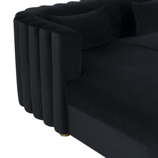 Callie Velvet Sectional, Black, Laf