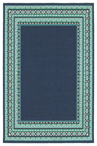 Oriental Weavers Meridian Navy/Green Border Indoor/Outdoor Rug 8'6"X13'