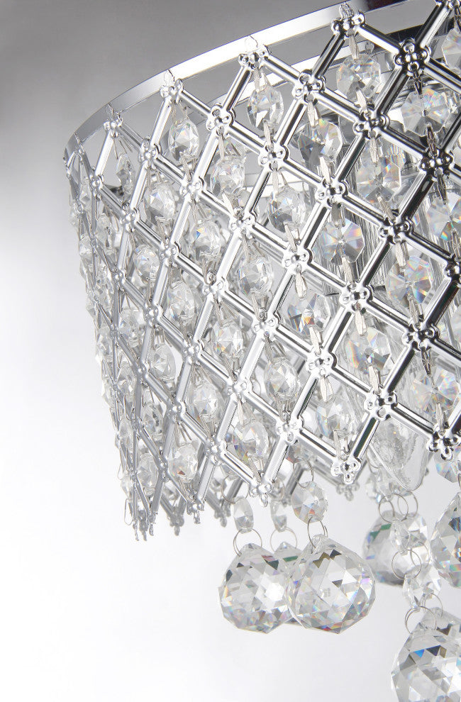 Marya 3-Light Chrome Round Crystal Chandelier Bedroom Table Lamp
