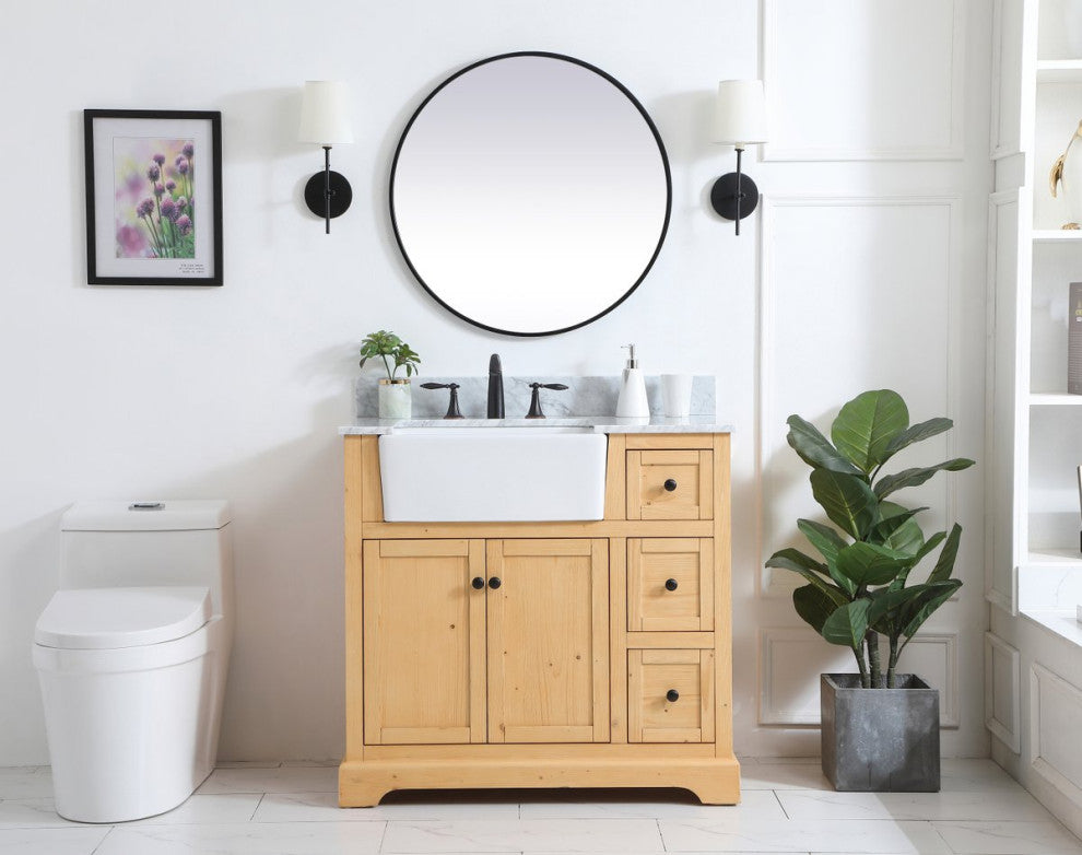 Home Living 22" Farmhouse Natural Wood-Light Bathroom Vanity