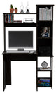TATEUS 6-Shelf Home Office Writing Desk with Built-in Bookcase, Black