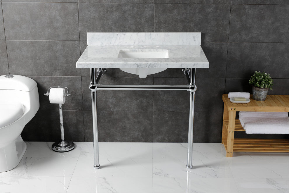 KVBH3622M8SQ1 36" Console Sink with Brass Legs (8-Inch, 3 Hole)