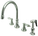 Kingston Brass Widespread Kitchen Faucet With Brass Sprayer, Polished Chrome