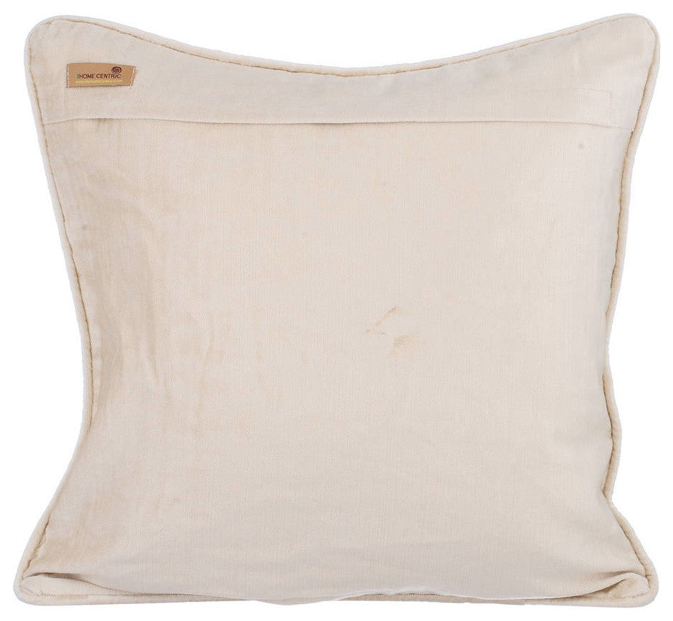 Ivory Decorative Pillow Covers 18"x18" Velvet, Knotty Pearl Ivory