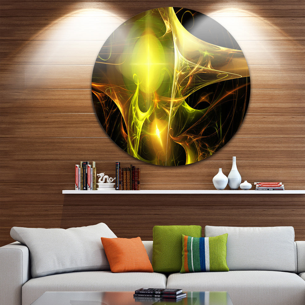 Golden Bright Candle, Abstract Digital Art Round Wall Art, 11"