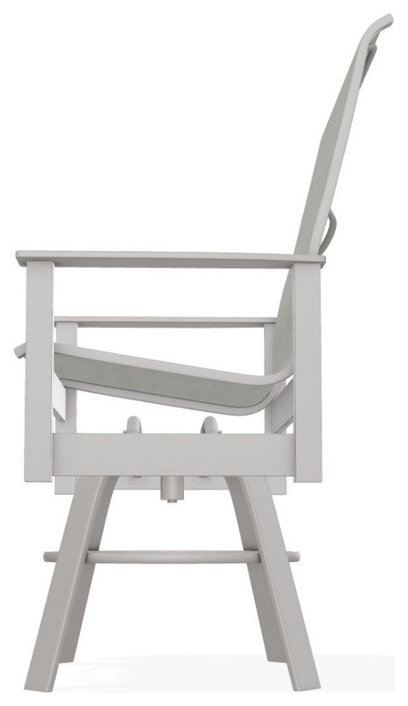 Leeward Sling Balcony Height Outdoor Swivel Armchair, Deacon/Warm Gray
