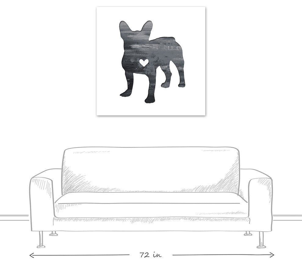 Designs Direct Creative Group Ink Silhouette Frenchie 36x36 Canvas Wall Art