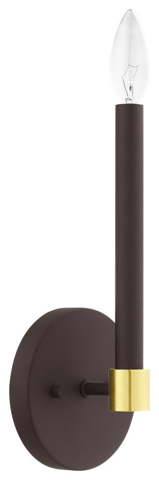 Livex Lighting Karlstad 1 Light Bronze, Satin Brass Accents ADA Single Sconce
