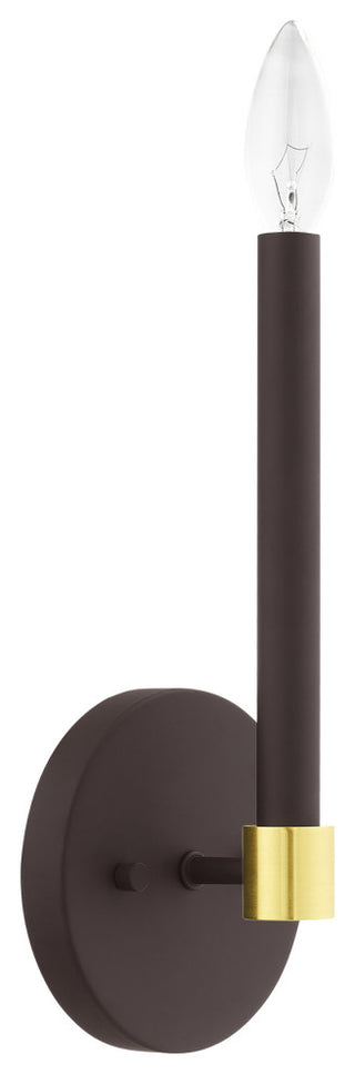 Livex Lighting Karlstad 1 Light Bronze, Satin Brass Accents ADA Single Sconce