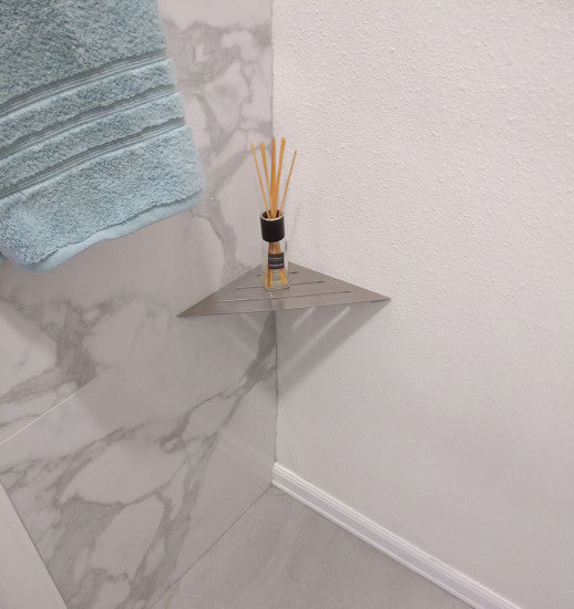 Bath Shelf or Foot Rest 9", Wall Mount Triangle Shelf, Brushed Nickel