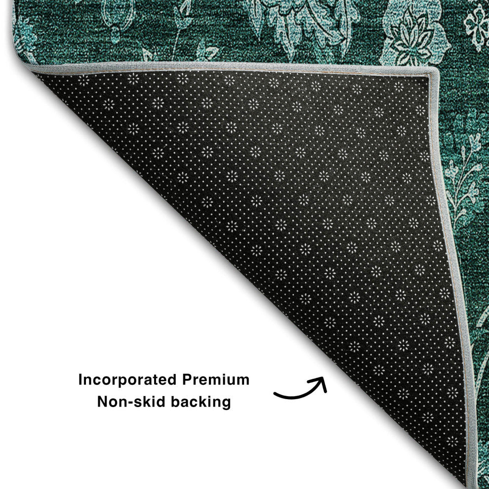 Premium Machine Washable Mayfield AMF680 Teal 2'6" x 3'10" Rug