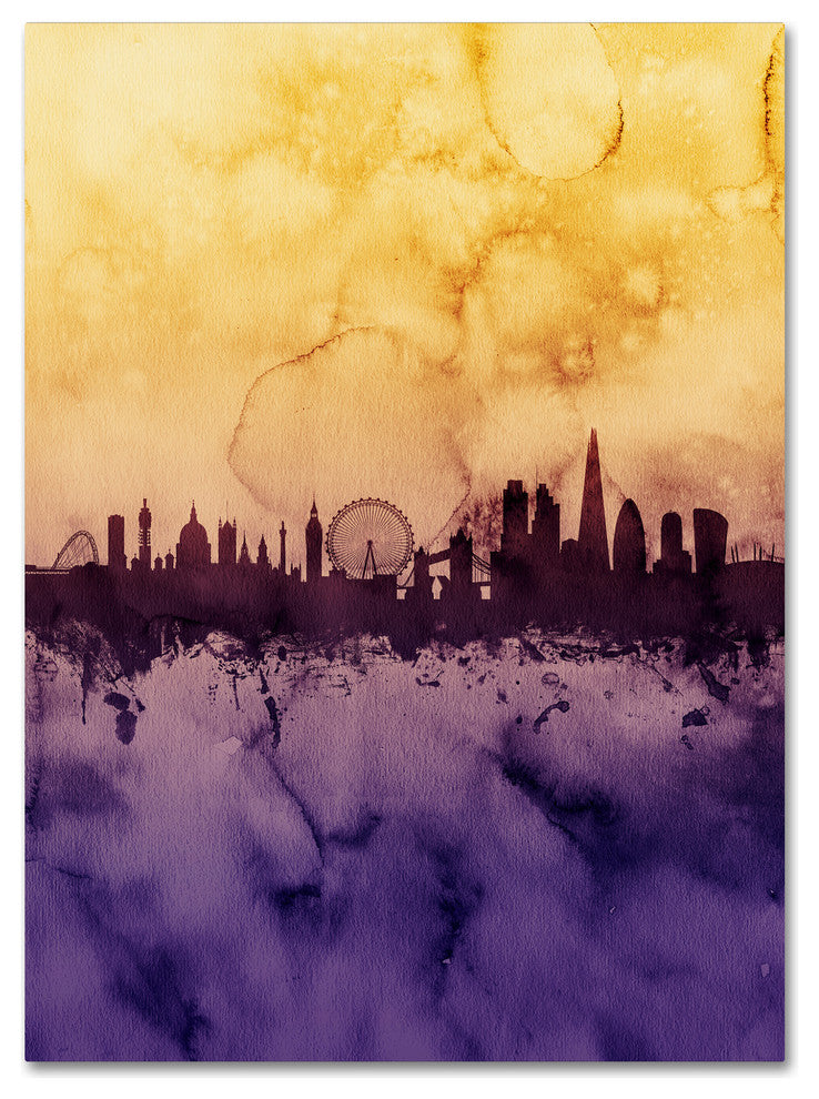 Michael Tompsett ''London Skyline Tall Yellow'' Canvas Art, 35x47