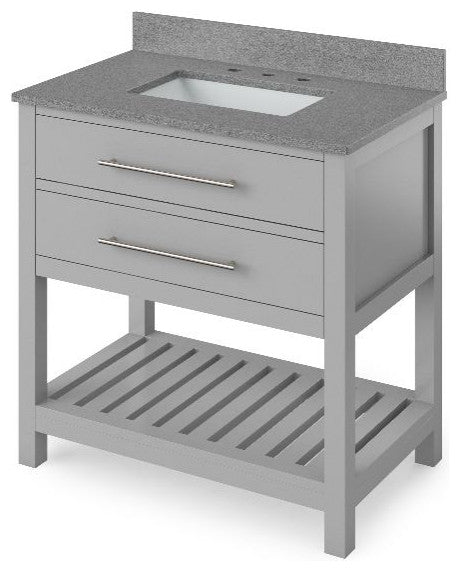 Wavecrest Contemporary Grey 36" Vanity, Steel Grey Cultured Marble Top