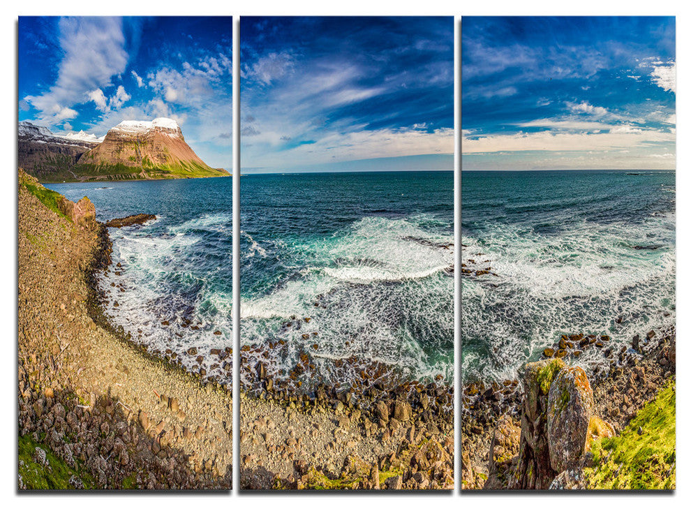 "Arctic Sea and Coastline Panorama" Metal Wall Art, 3 Panels, 36"x28"