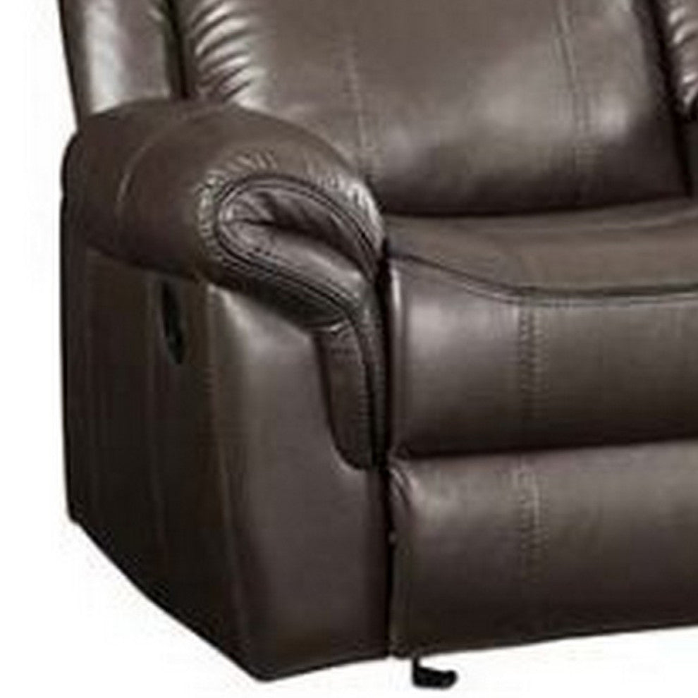 Benzara BM269004 Leather Motion Loveseat With USB Dock/Storage Console, Brown