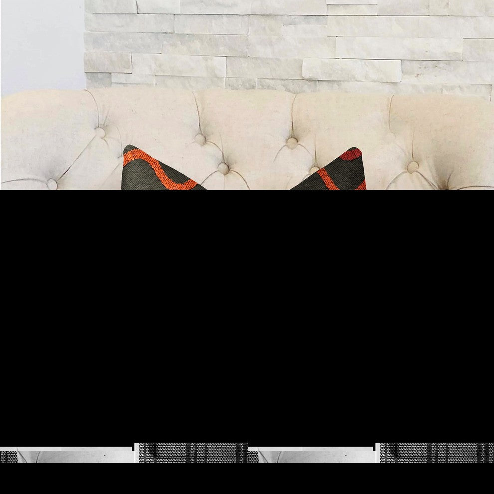 Serenity Flow Gray and Orange Luxury Throw Pillow, 20"x26" Standard