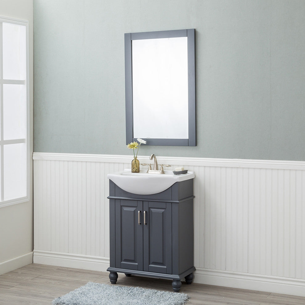 Lancaster 24" Single Bathroom Vanity, Gray, Porcelain Top, Centerset