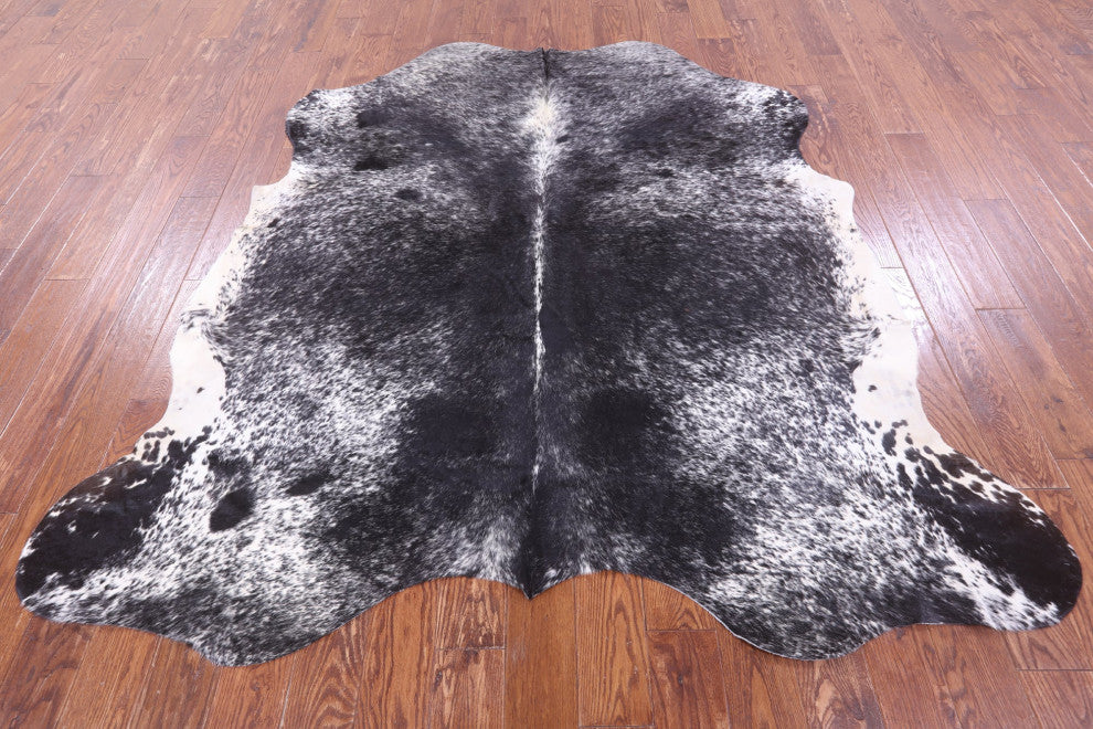 Black and White Natural Cowhide Rug 7' 1" X 6' 10" C2327