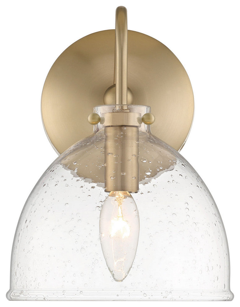 Quinn Seeded Glass 7" Dome Antique Brass Wall Sconce Light
