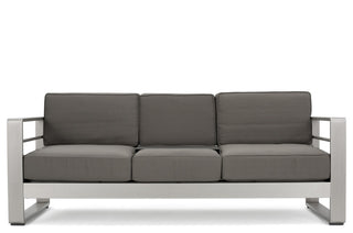 GDF Studio Crested Bay Outdoor Aluminum Loveseat Sofa with Tray
