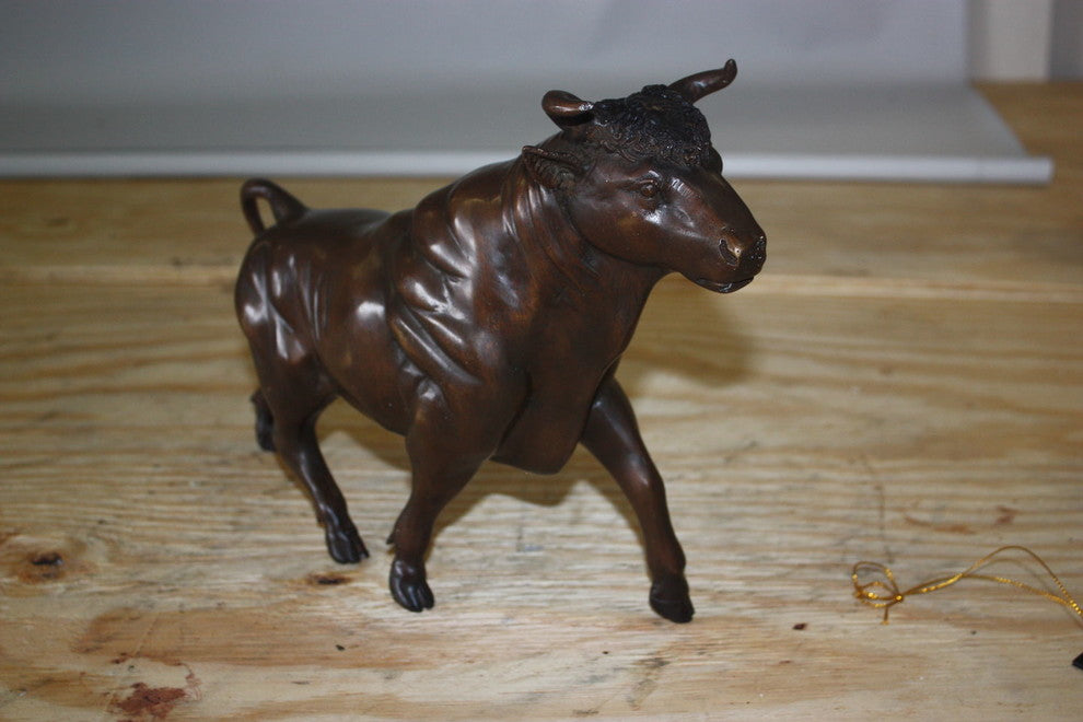 15" Bull Head Up Bronze Statue