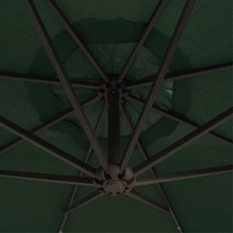 Vidaxl Hanging Parasol With Led Lighting 118.1" Green Metal Pole