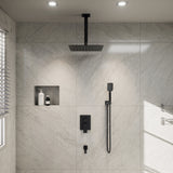 CASAINC 10" Ceiling Mounted Shower System Set w Handheld Spray & Tub Spout, Matte Black