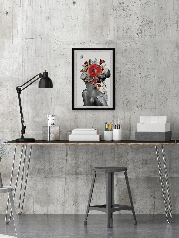 "Butterfly Bloom Sight" Framed Painting Print, 30"x45"