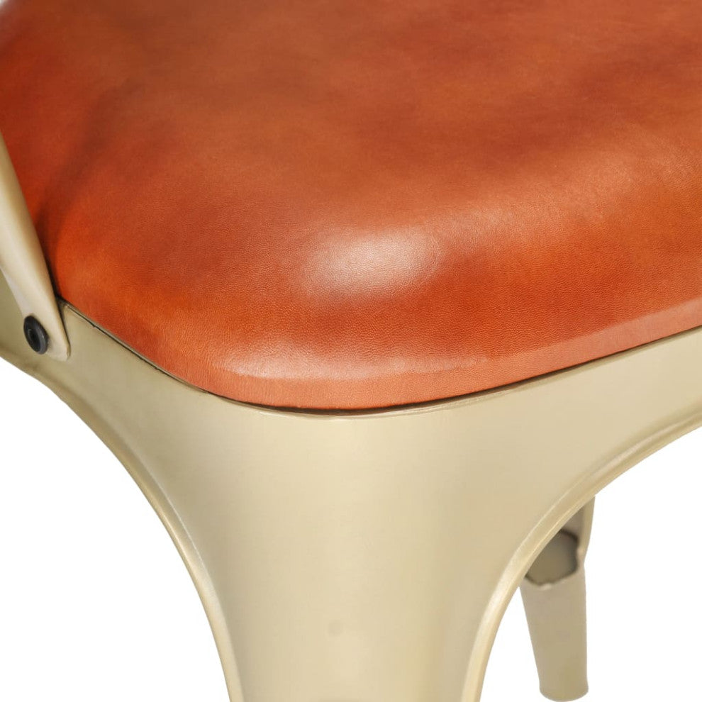 vidaXL Dining Chairs 6 pcs Brown Real Leather