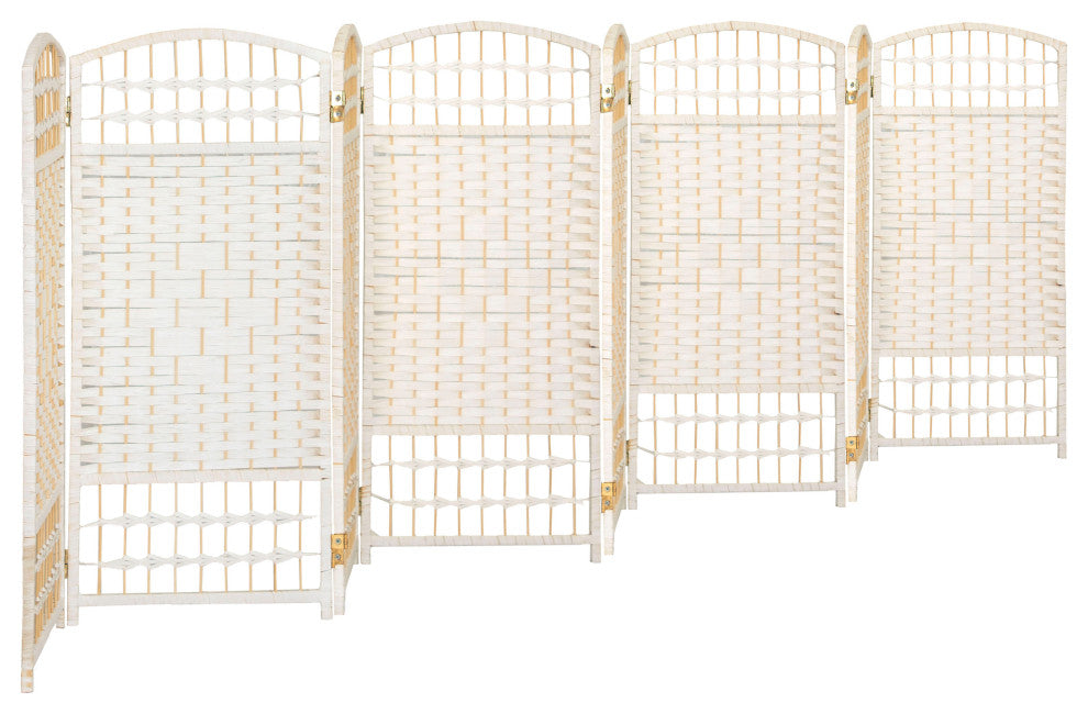 3 ft. Short Fiber Weave Room Divider White 8 Panels