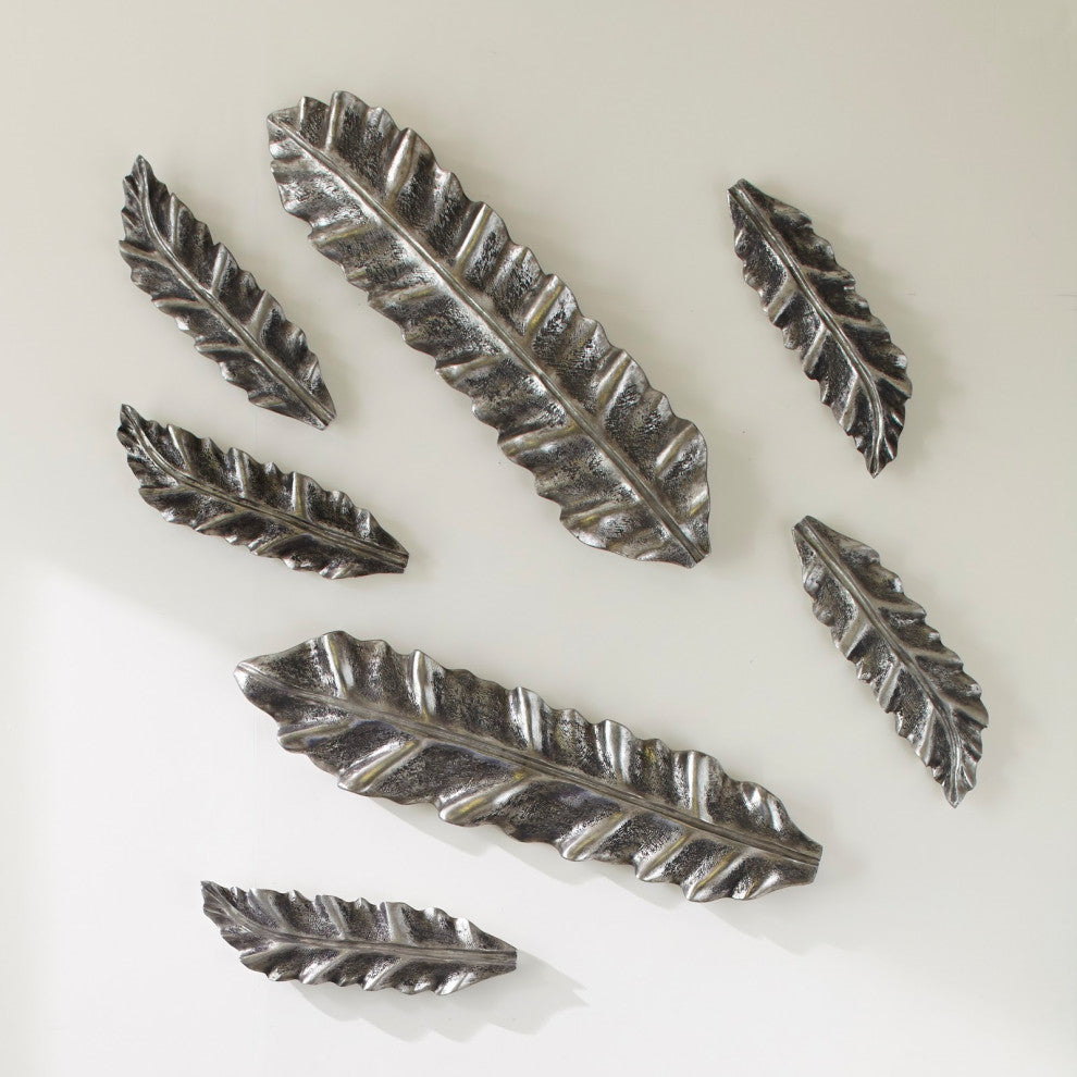 Petiole Wall Leaf, Silver, Medium, Version A