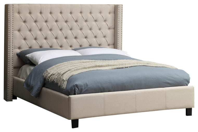 Ashton Linen Bed, Beige, Full