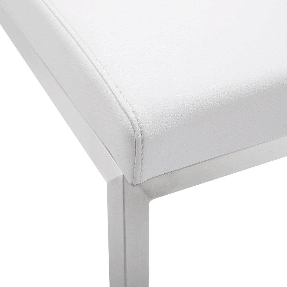 Parma White Stainless Steel Counter Stool - Set of 2 - White