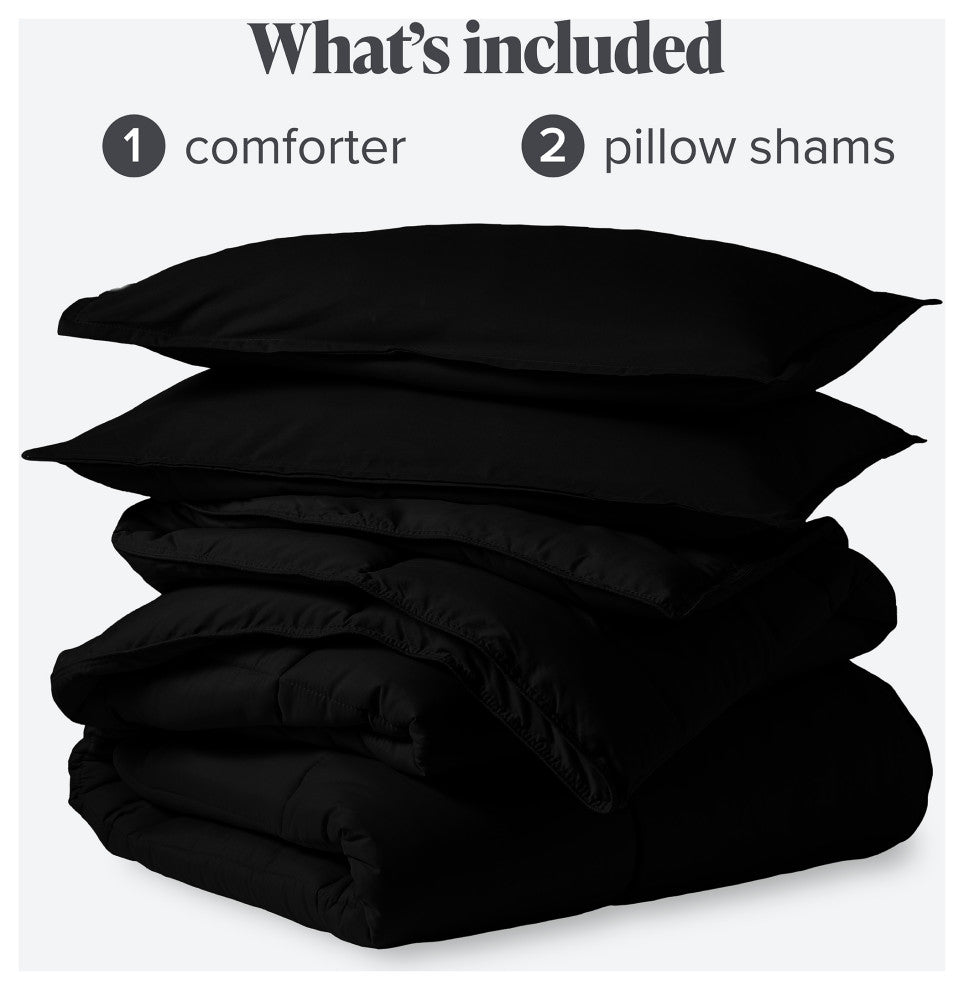 Bare Home Down Alternative Comforter Set, Black, Queen