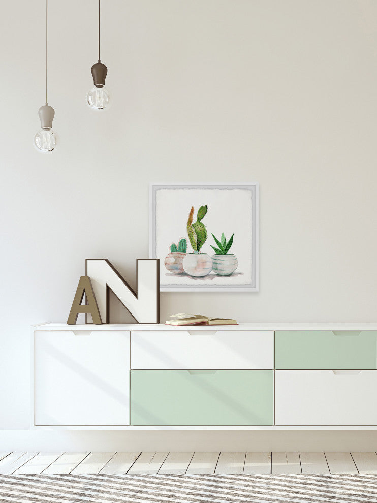 "Cactus Planters" Framed Painting Print