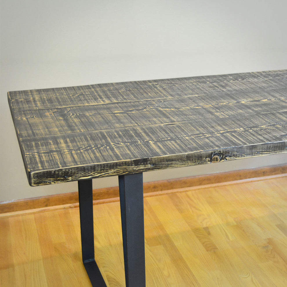 Reclaimed Barn Wood Dining Table Scorched, Endurovar, 36x72x30, Clear Coat