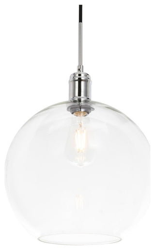 Living District Emett 1-Light Metal Pendant in Chrome and Clear Glass Finish